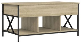 Tavolino Salotto Rovere Sonoma 100x55x50 cm Multistrato Metallo