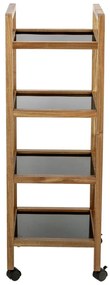 Scaffale per il bagno nero/di colore naturale in acacia massiccia 35x101,5 cm Fondi – Wenko