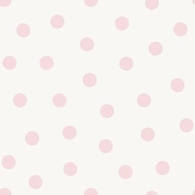 Carta da parati Geometrico POIS rosa e bianco, 53 cm x 10.05 m