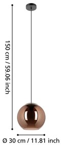 Eglo 390089 - Lampadario a sospensione con filo CORDOBA 1xE27/40W/230V rame