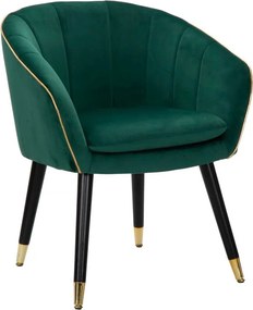 Poltrona Paris 62x58x78 cm in Legno Spugna Metallo e Poliestere Verde e Oro...