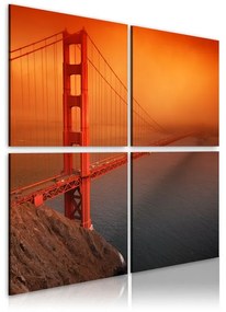 Quadro Il Golden Gate Bridge  San Francisco  Colore Rosso, Dimensioni e Misure 60x60