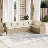 Set Divani da Giardino 7 pz con Cuscini Beige in Polyrattan 3258432