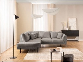 Divano angolare grigio tortora (con penisola a sinistra/a L) con rivestimento in ciniglia Mauris – Ropez