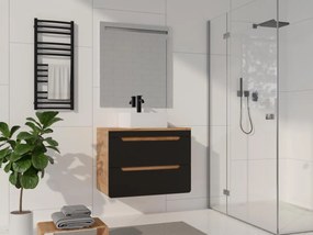 Mobile sotto lavabo sospeso Naturale e Antracite 80 cm - ARUBA