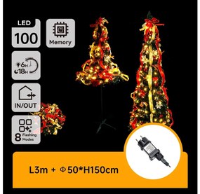 Aigostar - Albero di Natale LED da esterno 100xLED/230V 1,5m IP44 rosso/oro bianco caldo