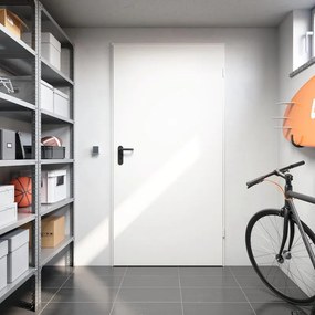 Porta per cantina a battente ZK in acciaio zincato verniciato colore bianco, L 70 x H 210 cm, apertura a tirare a sinistra