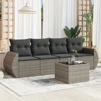 Set Divano da Giardino 5 pz con Cuscini Grigio in Polyrattan 3253427