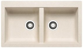 Lavello integrato 2 vasche in resina avena DELINIA Scirocco L 50 x L 86 cm