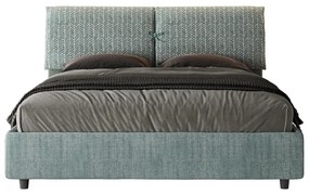 Letto imbottito Matrimoniale 160x210 cm tessuto Agata Mados - Con rete,Azzurro/Azzurro