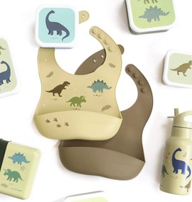A Little Lovely Company - set di due bavaglini in silicone - dinosauri