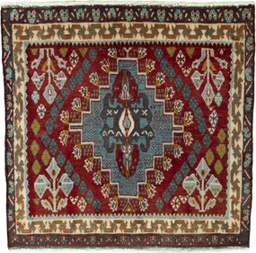 Shiraz Tappeto 60 x 60 Rosso (Iran) Annodato A Mano