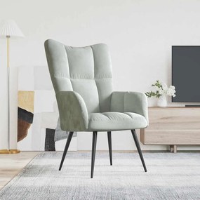 Sedia Relax Grigio Chiaro İn Velluto /