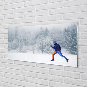 Rivestimento parete cucina Uomo neve inverno foresta 100x50 cm