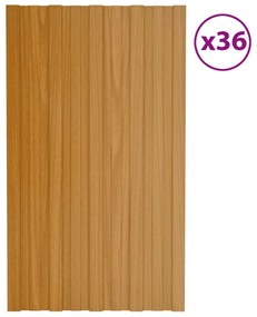 Pannelli Da Tetto 36 Pz İn Acciaio Zincato Naturale 80x45 Cm /