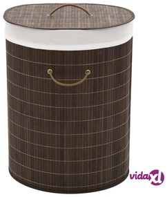 vidaXL Cesto Portabiancheria in Bambù Ovale Marrone Scuro