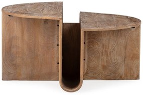 Tavolino da salotto rotondo colore naturale scuro in mango massiccio ø 80 cm Divya – MOME