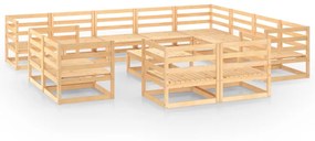 Set divani da giardino 13 pz in legno massello di pino
