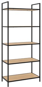 Scaffale nero/di colore naturale effetto rovere 70x156x35 cm Altino – Unique Furniture