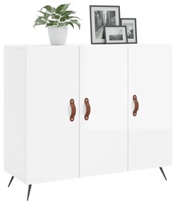 Credenza bianco lucido 90x34x80 cm in legno multistrato