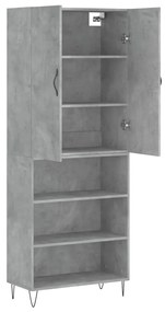 Credenza grigio cemento 69,5x34x180 cm in legno multistrato