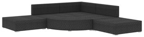 Set Divani da Giardino 6 pz con Cuscini in Polyrattan Nero