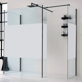 Box doccia walk-in Wens, vetro serigrafato 6 mm, H 200 cm, profilo nero