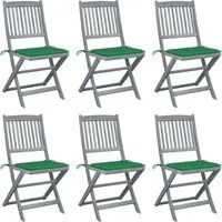 Sedie da Giardino Pieghevoli 6pz con Cuscini in Massello Acacia cod mxl 8285