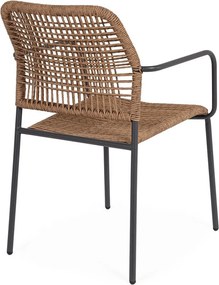 Sedia da esterno grigio scuro/di colore naturale in metallo Jable – Bizzotto