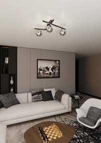 Lampadario da Soffitto in Acciaio e Vetro SMART 3 Nero 3xE14