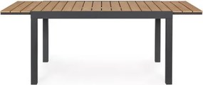 Tavolo Allungabile Per Esterno In Alluminio 90x140-200 Cm Con Doghe Di Legno Elias Antracite Bizzotto