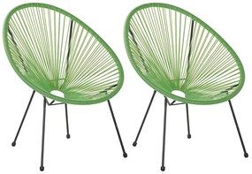 Set di 2 sedie spaghetti rattan verde ACAPULCO II Beliani