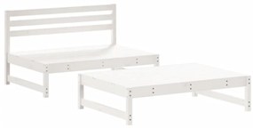 Set divani da giardino 2pz con cuscini in legno massello bianco