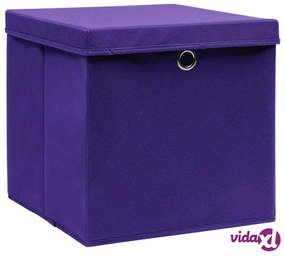 vidaXL Scatole Portaoggetti con Coperchi 4pz Viola 32x32x32cm Tessuto