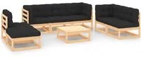 Set Divani da Giardino 8 pz con Cuscini Legno Massello di Pino cod mxl 48584