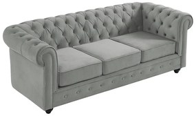 Divano CHESTERFIELD 3 posti in velluto Grigio