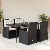 Set da Pranzo da Giardino 5 pz Nero con Cuscini in Polyrattan 3262829