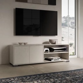 Porta TV in legno con 2 ante e vano a giorno 150x40 cm KYLA Grigio