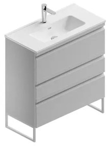 Mobile sottolavabo e lavabo Pull per vasca centrale grigio artico opaco in mdf L 80 x H 56 x P 46 cm 3 cassetti