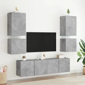 Mobili tv muro 2pz grigio cemento 40,5x30x40 legno multistrato