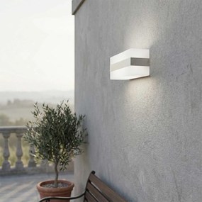 Applique 2xE27 a Luce Diffusa IP65 con fascia Bianca Inox - Serie Glow