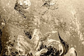Quadro su tela – Peonie dipinte moderne in versione seppia