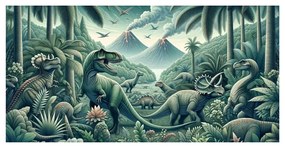 Quadro su tela – Mondo preistorico dei dinosauri nella giungla