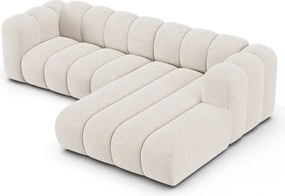 Divano angolare color crema (con penisola a destra/con chaise lounge) con rivestimento in ciniglia Lupine – Micadoni