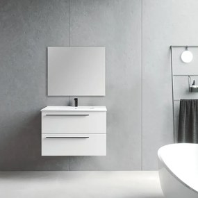 Mobile sottolavabo e lavabo Mia bianco opaco L 80 x H 55 x P 45 cm 1 vasca 2 cassetti