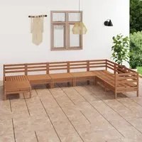 Set Salotto da Giardino 8 pz in Legno Massello di Pino Miele 3082987