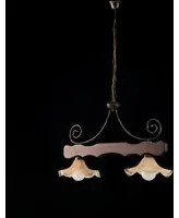 Lampadario Rustico Acacia Bronzo Noce 2 Luci E27