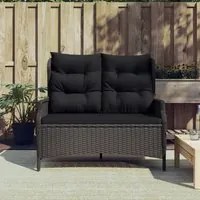 Panca da Giardino a 2 Posti con Cuscini in Polyrattan Nero 362681