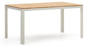 Kave Home - Tavolo 100% da esterno Bona legno massello di teca e alluminio finitura bianca 160 x 90 cm