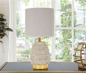 Lampada da tavolo beige in ceramica con paralume in tessuto (altezza totale 30,5 cm) Pigny – Mauro Ferretti